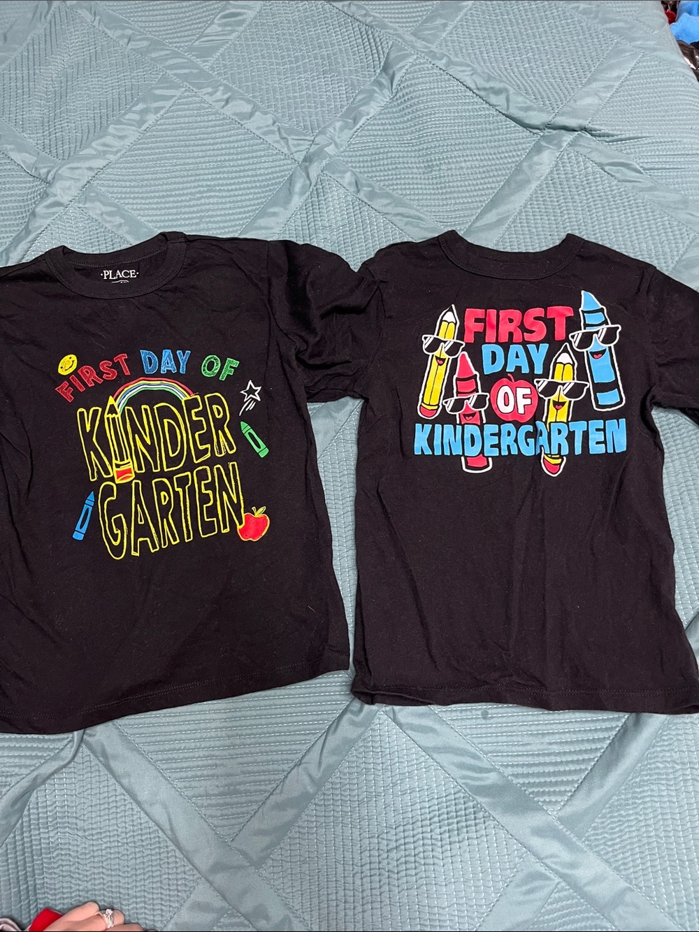The Children's Place Black "First Day of Kindergarten" Graphic Tees